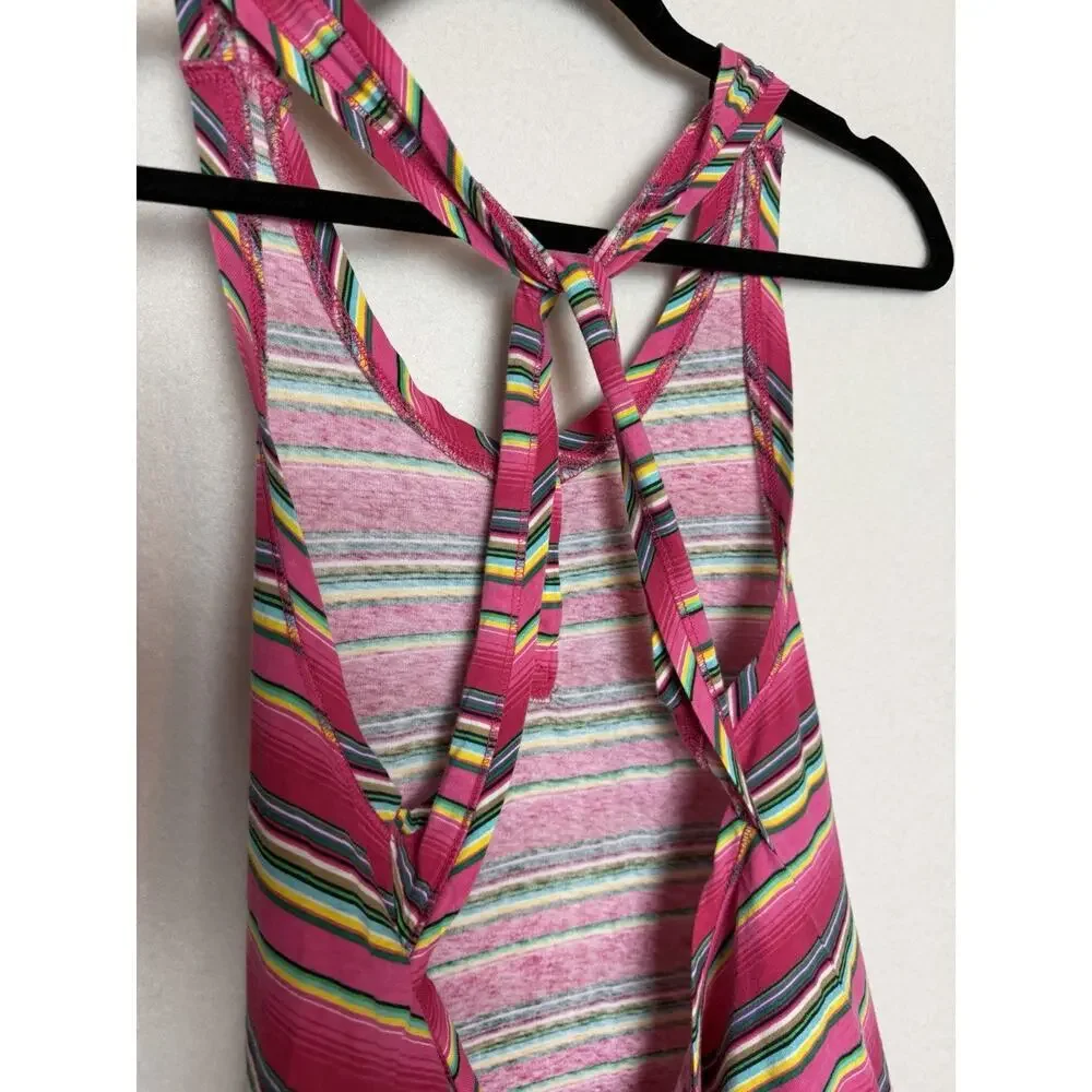 Ralph Lauren Girls Tank Maxi-Dress Pink Striped Size XL (16) Lightweight Cotton